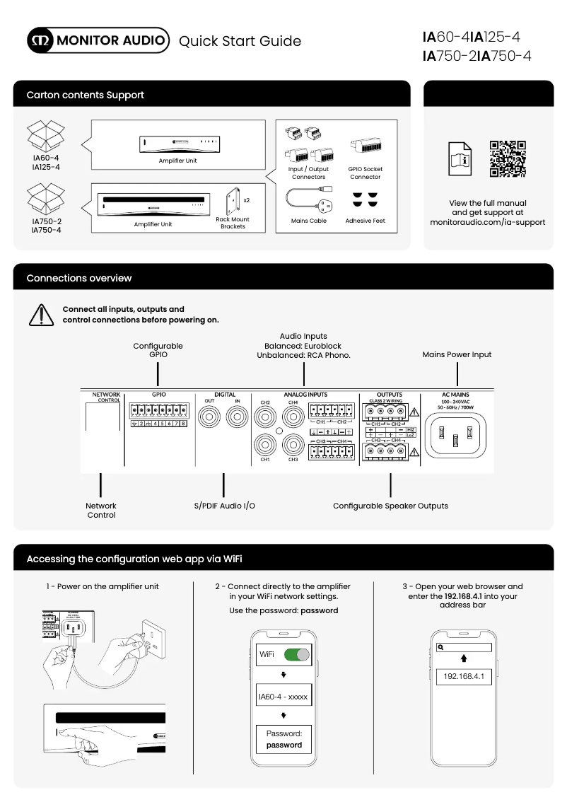 Page 1 de la notice Guide d'installation Monitor Audio C180