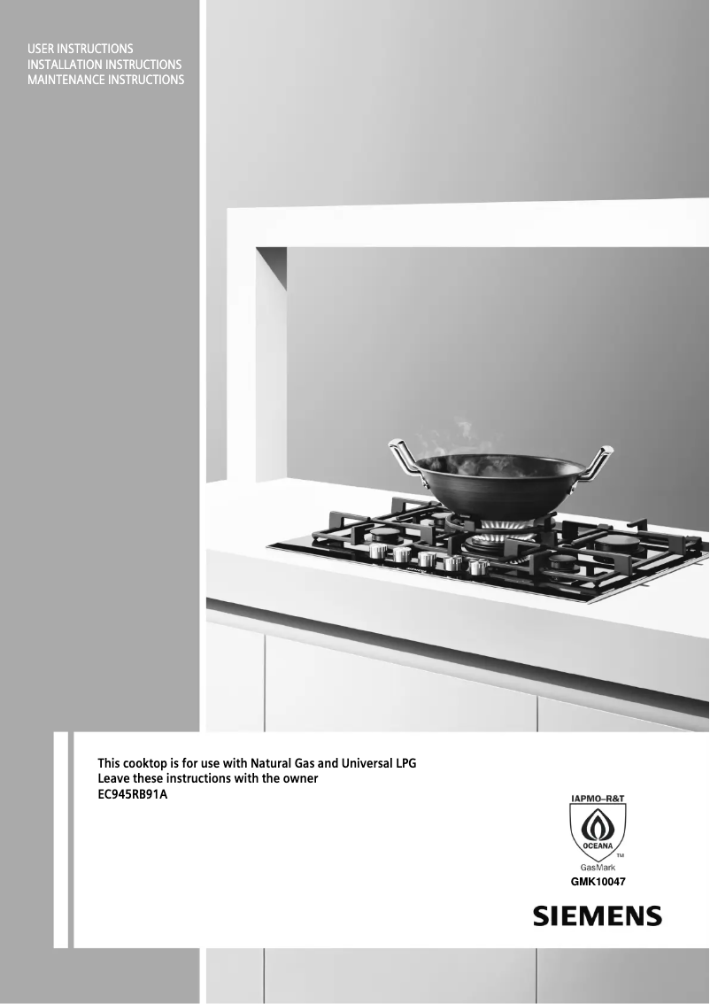 Page n°1 - Manuel utilisateur Siemens EC945RB91A