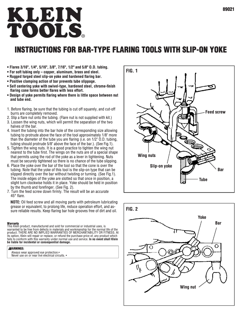 Page 1 de la notice Manuel utilisateur Klein Tools 89021