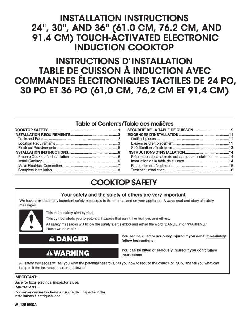 Page 1 de la notice Guide d'installation Jenn-Air JIC4730HB