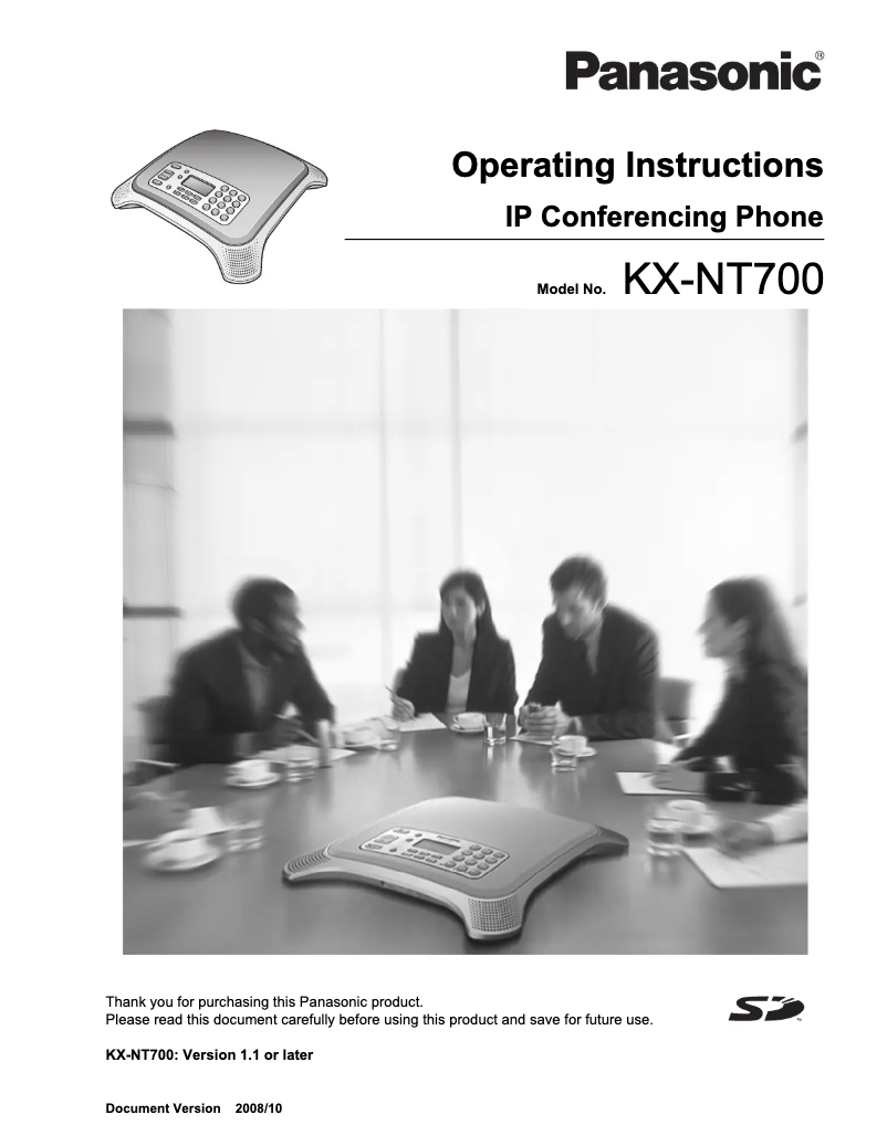 Imagen de la primera página del manual del dispositivo KX-NT700