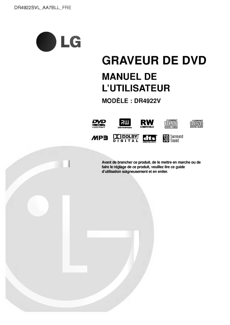 Page n°1 - Manuel utilisateur LG DR4922SVL
