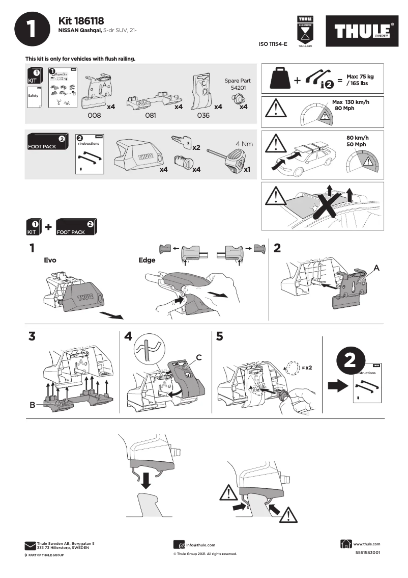 Page 1 de la notice Manuel utilisateur Thule Kit 186118
