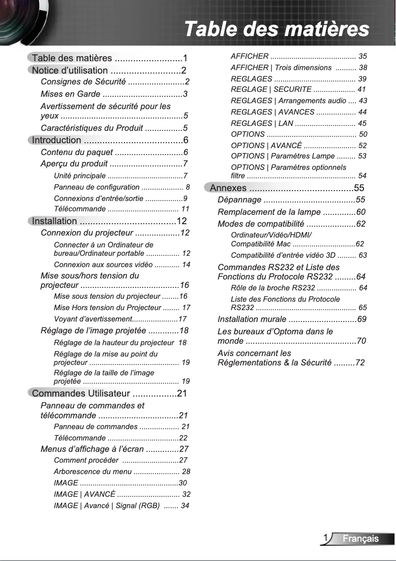 Image de la première page du manuel de l'appareil W306ST
