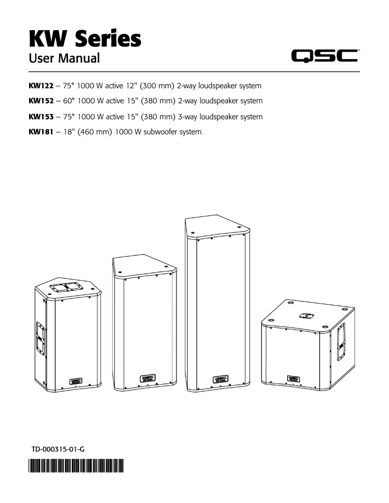 Page 1 de la notice Manuel utilisateur QSC KW181