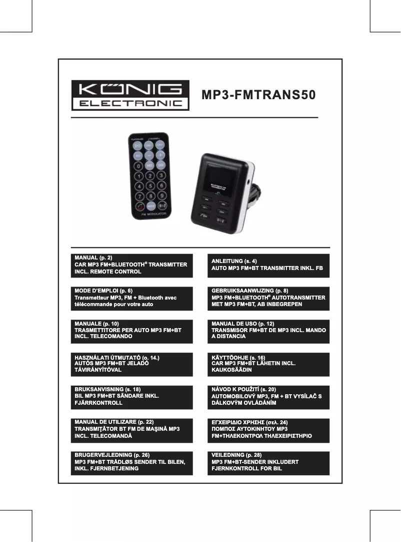 Page 1 de la notice Manuel utilisateur Konig MP3-FMTRANS50