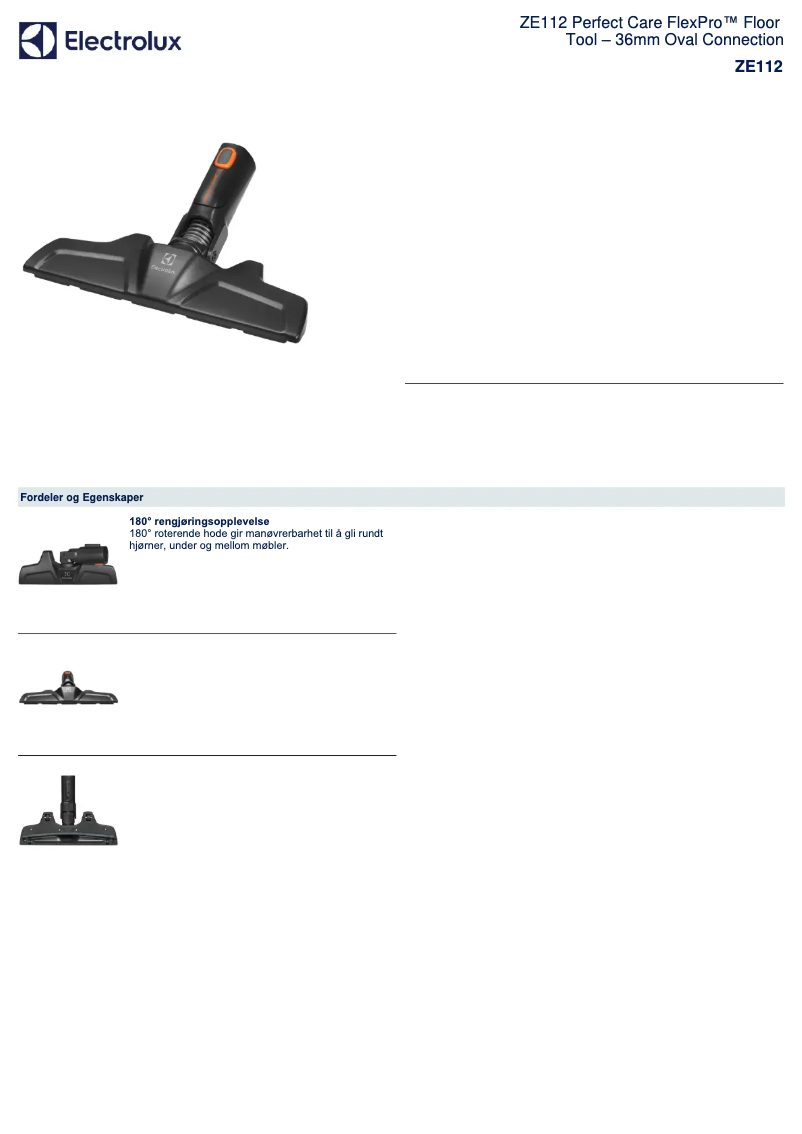 Page 1 of the manual Brochure Electrolux ZE112