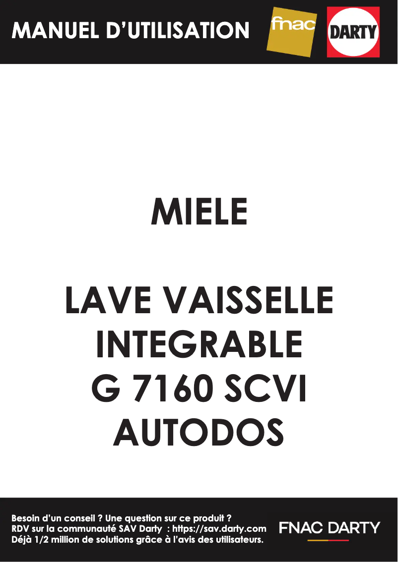 Page n°1 - Manuel utilisateur Miele G 7160 SCVi AutoDos