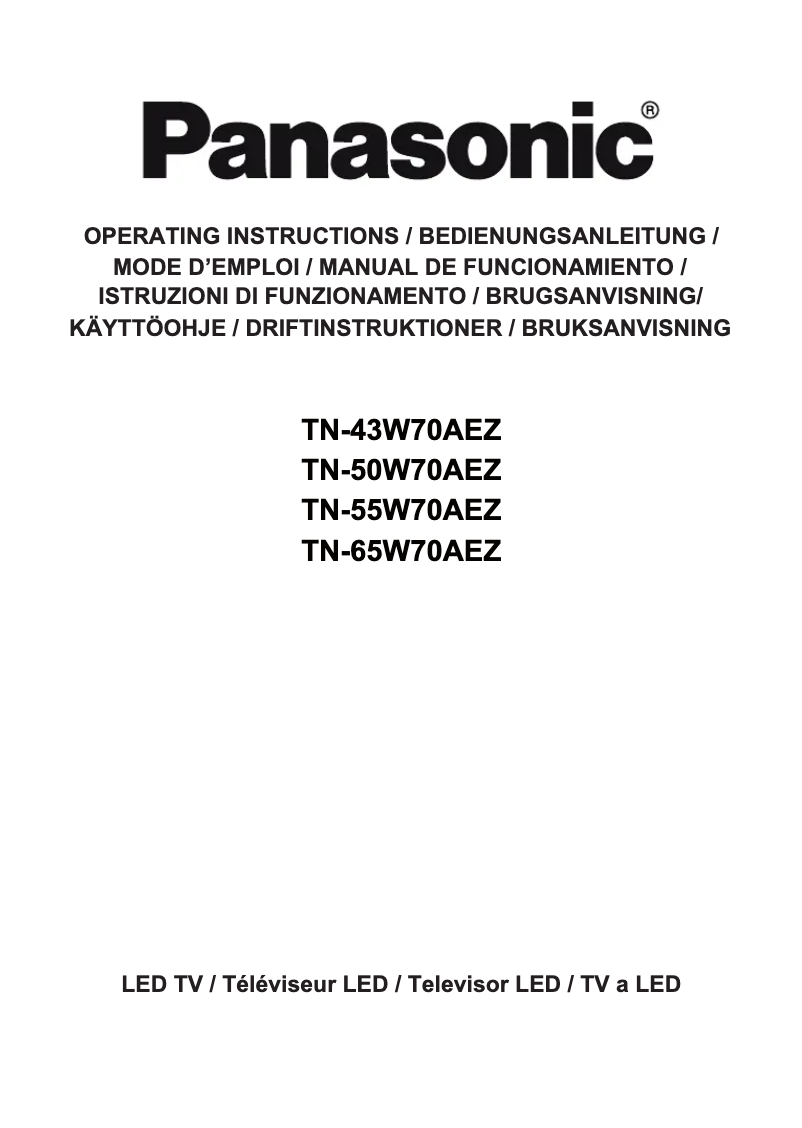 Page n°1 - Manuel utilisateur Panasonic TN-65W70AEZ