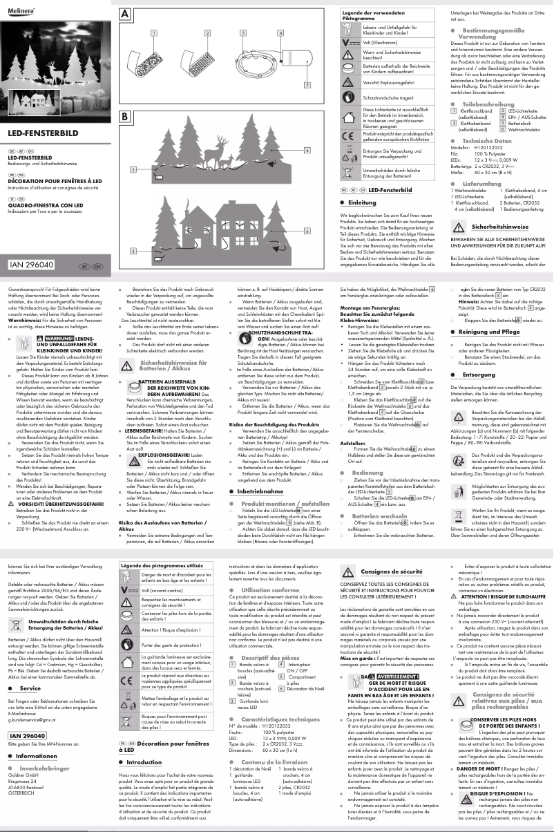 Page 1 de la notice Manuel utilisateur Melinera H120122032