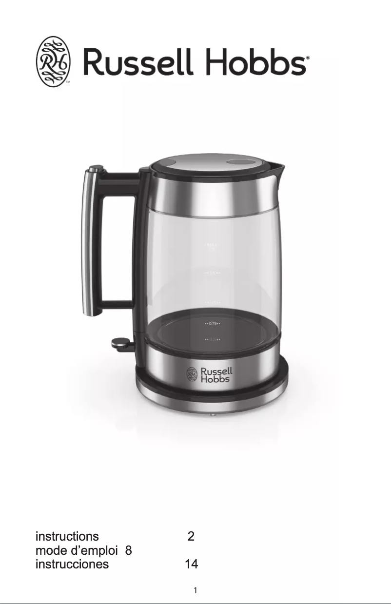 Page n°1 - Manuel utilisateur Russell Hobbs Glass Accent KE7900