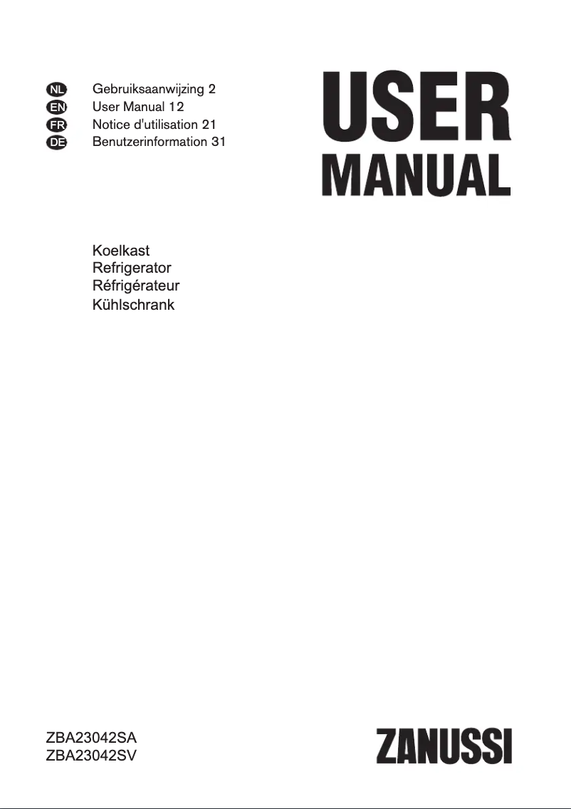 Image de la première page du manuel de l'appareil ZBA23042SV