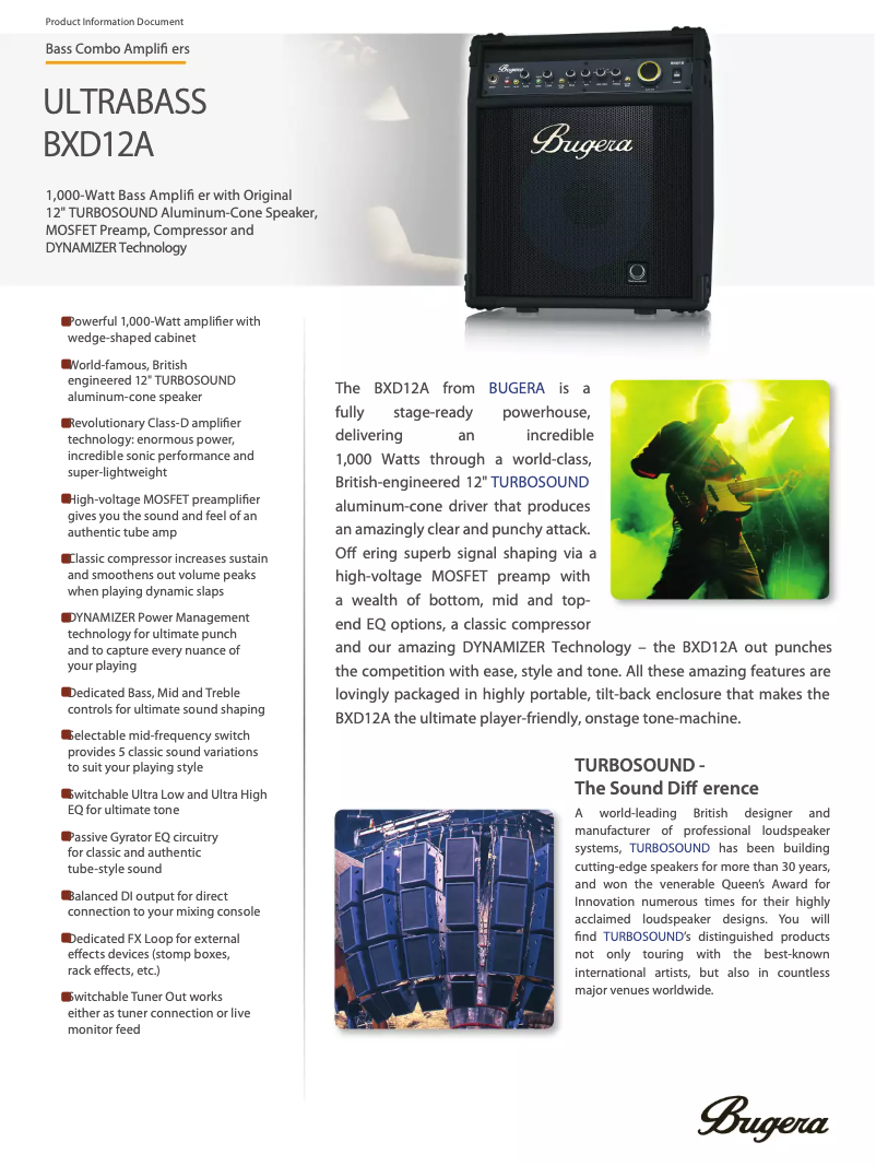 Page n°1 - Fiche technique Bugera Ultrabass BXD12A