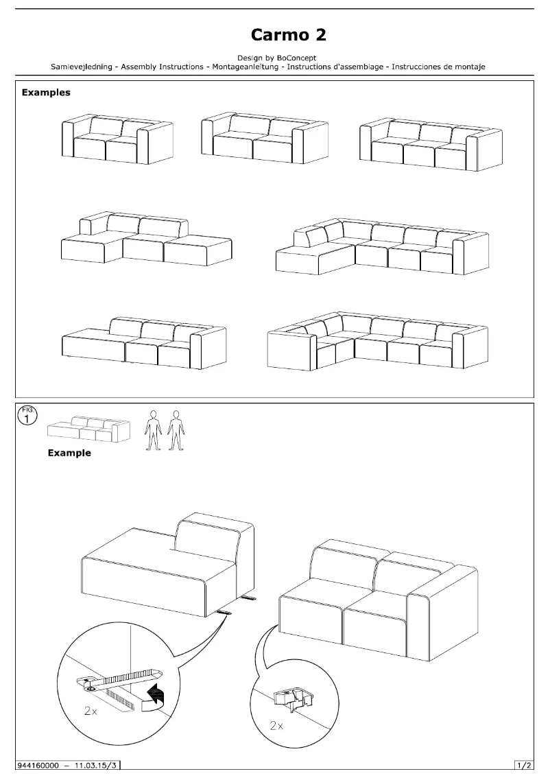 Page 1 de la notice Manuel utilisateur BoConcept Carmo