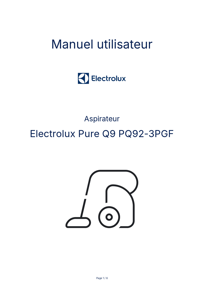 Image de la première page du manuel de l'appareil Pure Q9 PQ92-3PGF