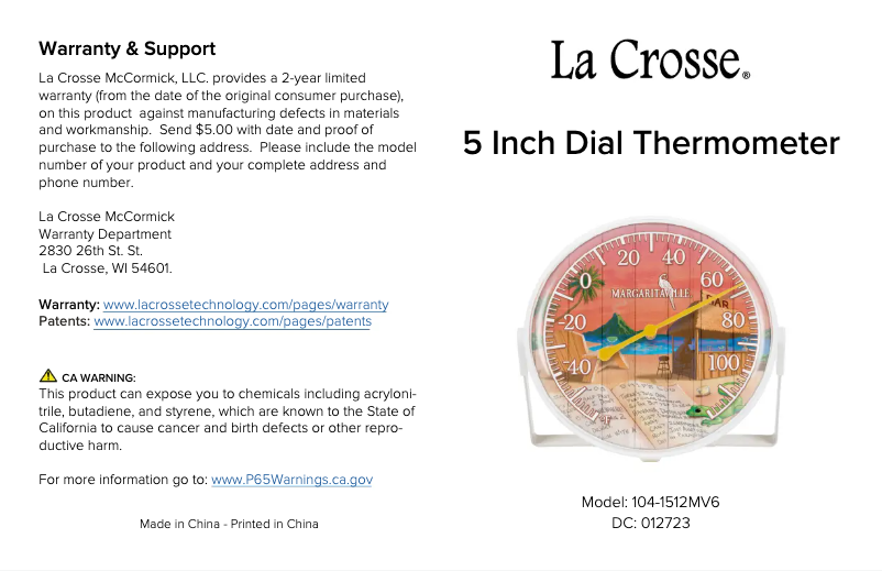 Image de la première page du manuel de l'appareil 104-1512MV6