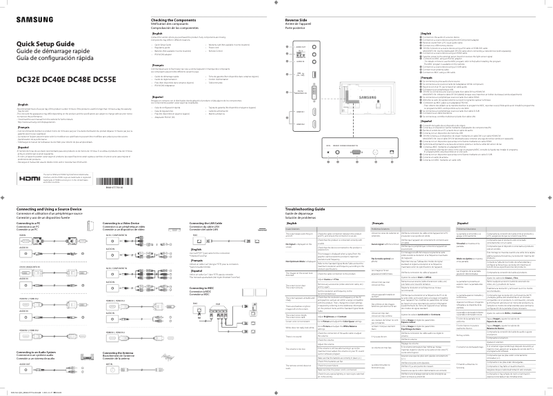 Page 1 de la notice Guide d'installation Samsung DC55E
