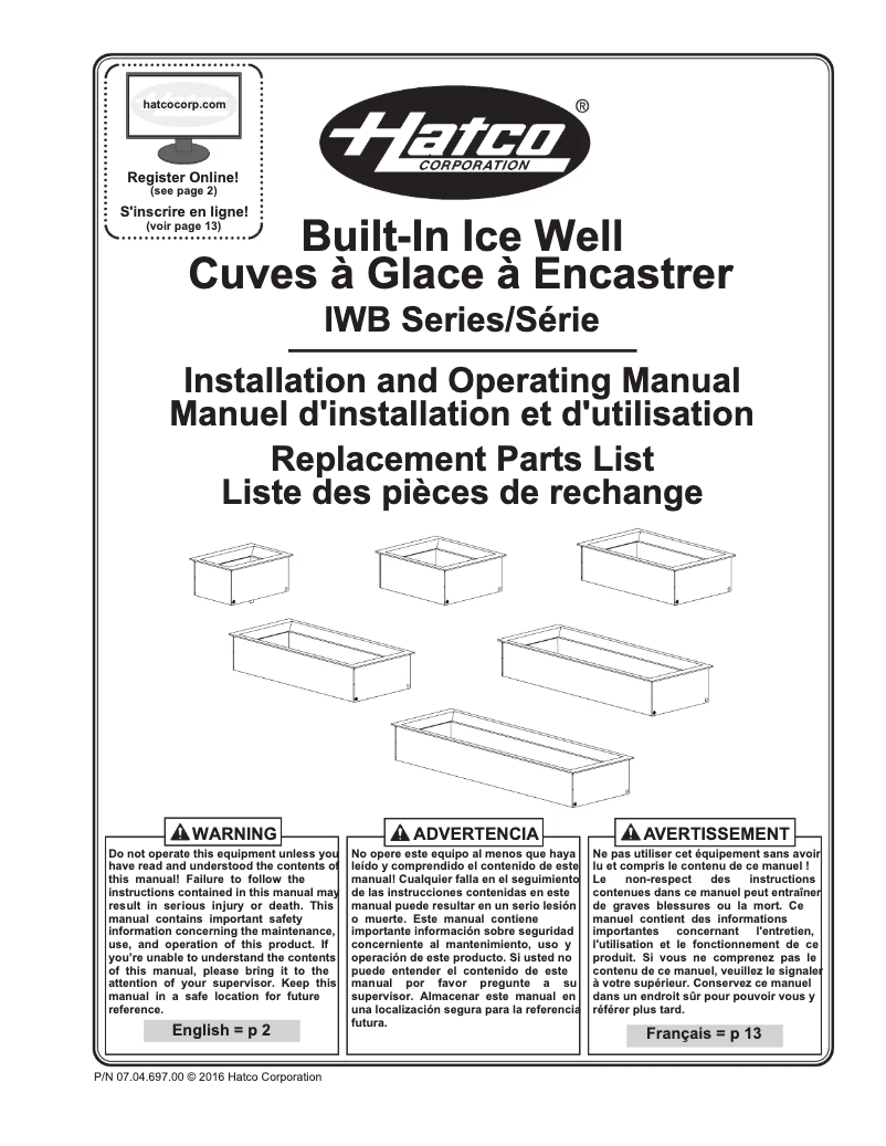 Page n°1 - Manuel utilisateur Hatco IWB-3