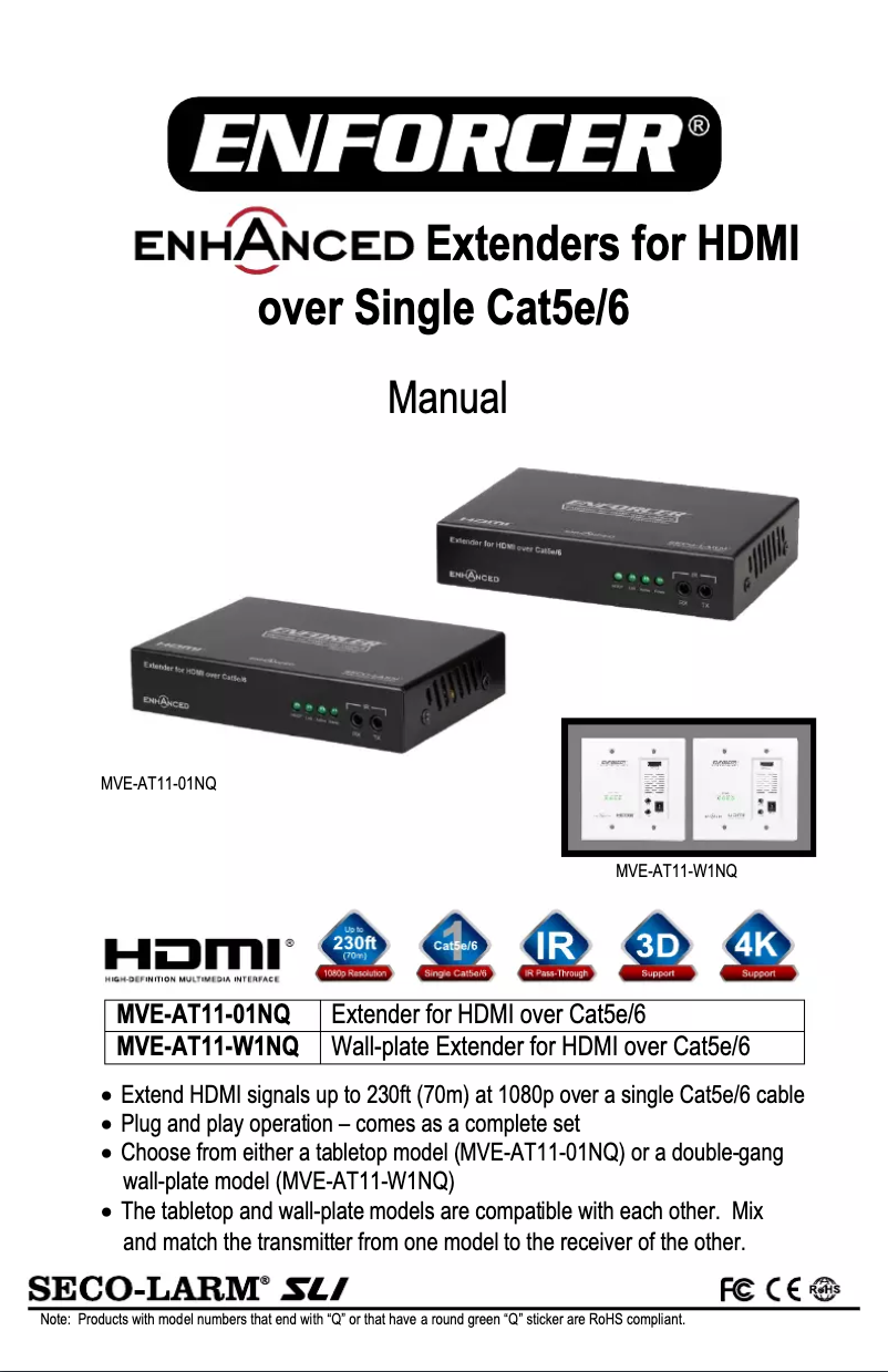 Page 1 de la notice Manuel utilisateur Seco-Larm MVE-AT11-01NQ