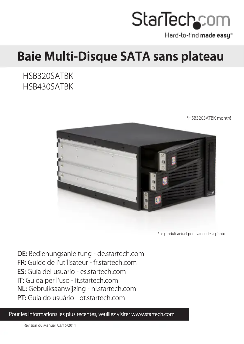 Page n°1 - Manuel utilisateur StarTech.com HSB430SATBK