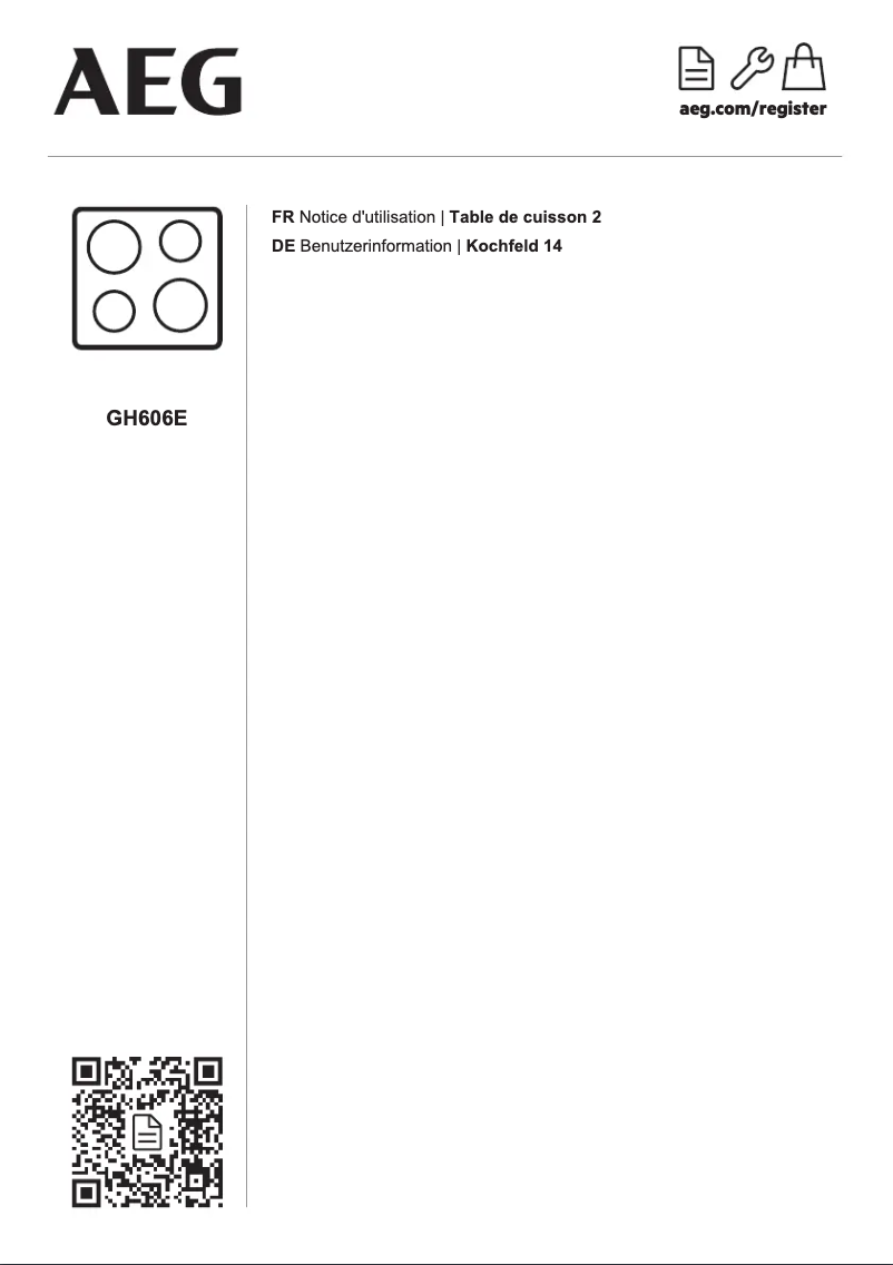 Page 1 de la notice Manuel utilisateur AEG GH606E
