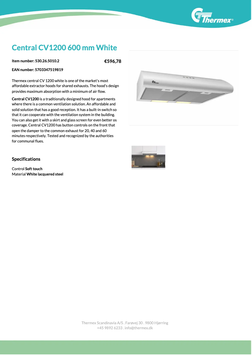 Page 1 de la notice Manuel utilisateur Thermex Central CV1200