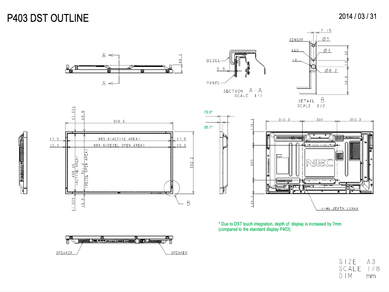 Imagen de la primera página del manual del dispositivo MultiSync P403 DST