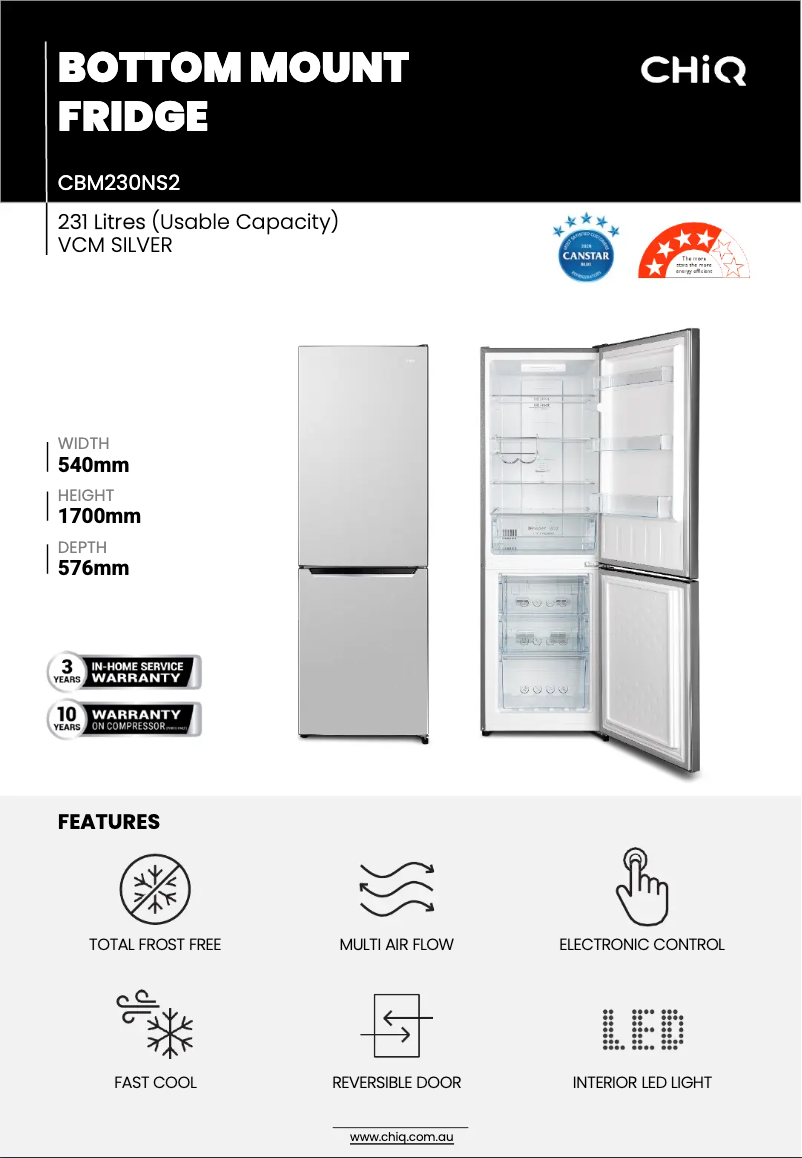 Page 1 de la notice Fiche technique CHiQ CBM230NS2