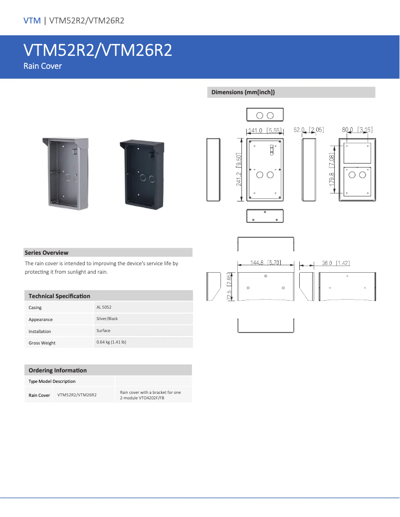 Page 1 de la notice Manuel utilisateur Dahua Technology VTM52R2
