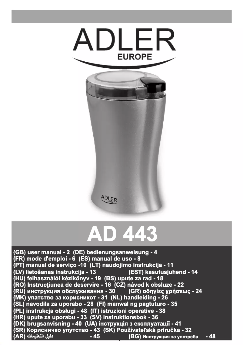 Page n°1 - Manuel utilisateur Adler AD 443