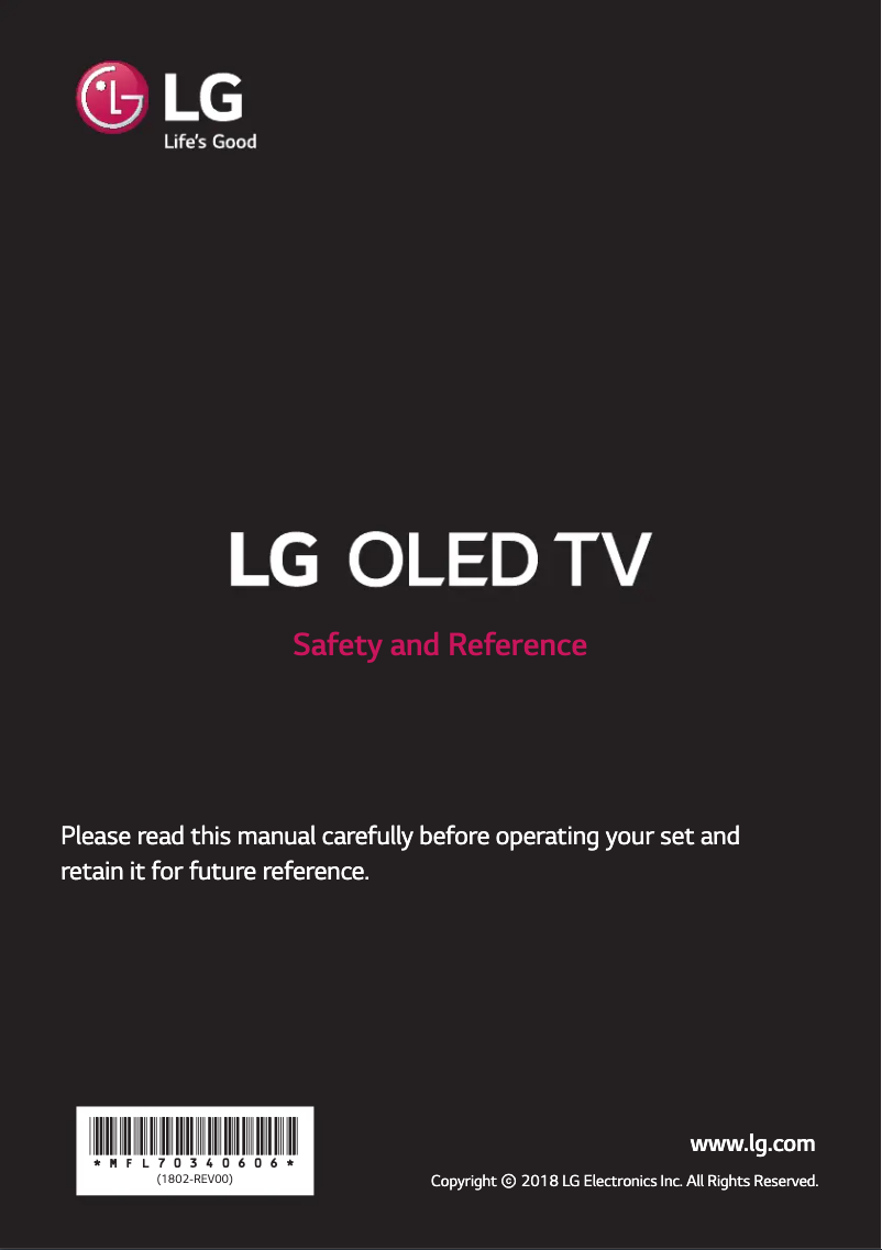Page 1 de la notice Manuel utilisateur LG OLED65B8YVA