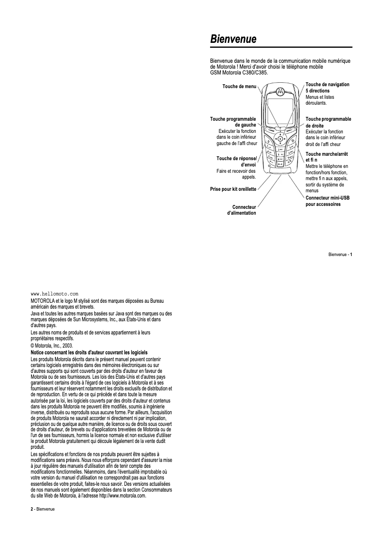 Image de la première page du manuel de l'appareil C380