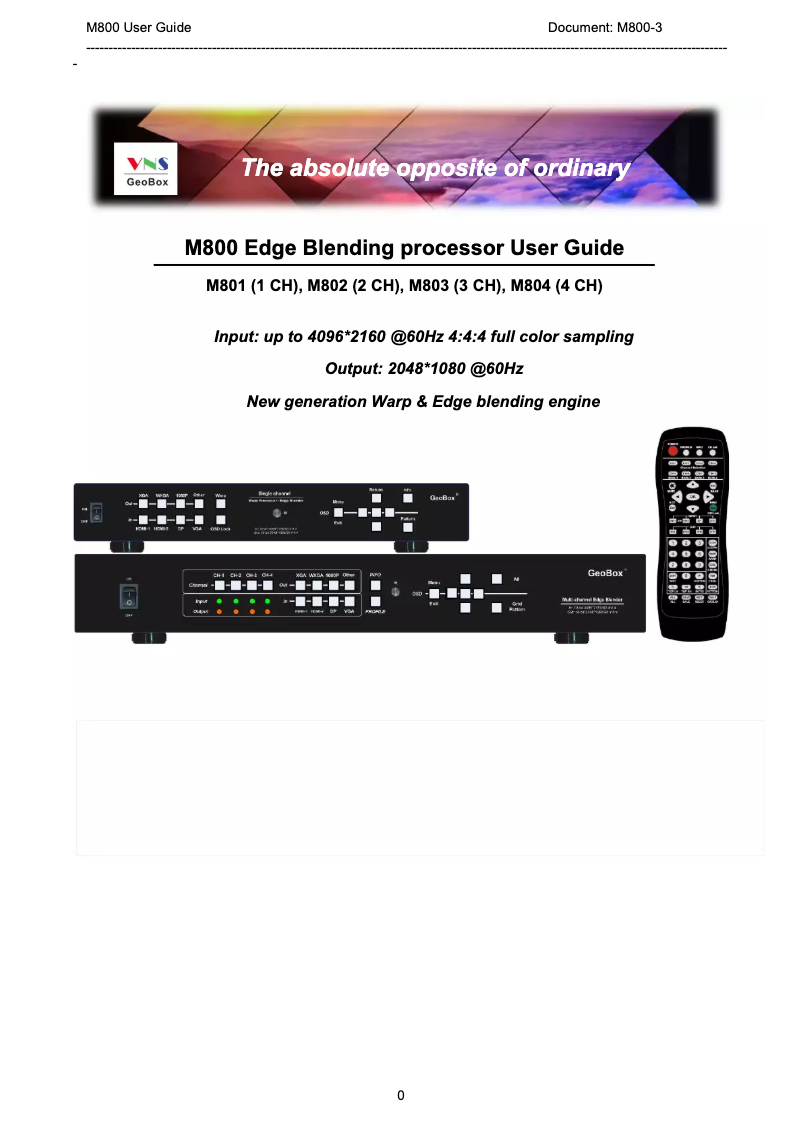 Page n°1 - Manuel utilisateur GeoBox M804