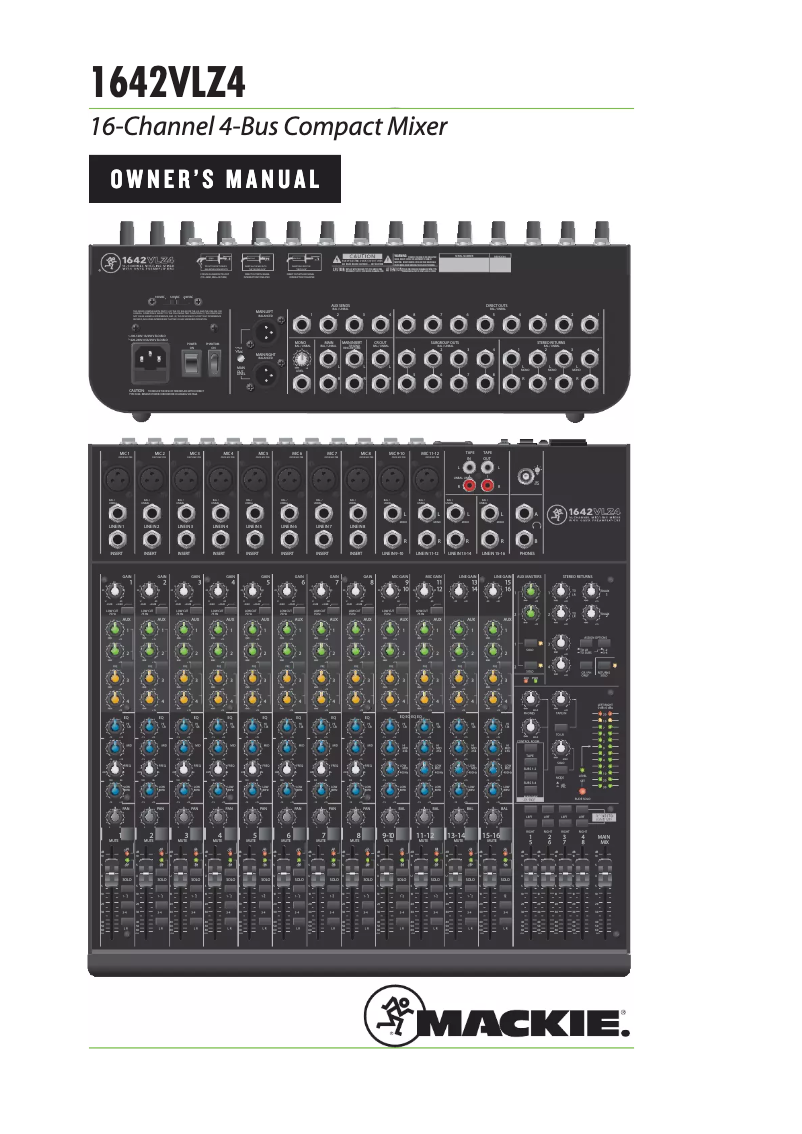 Page n°1 - Manuel utilisateur Mackie 1642VLZ4