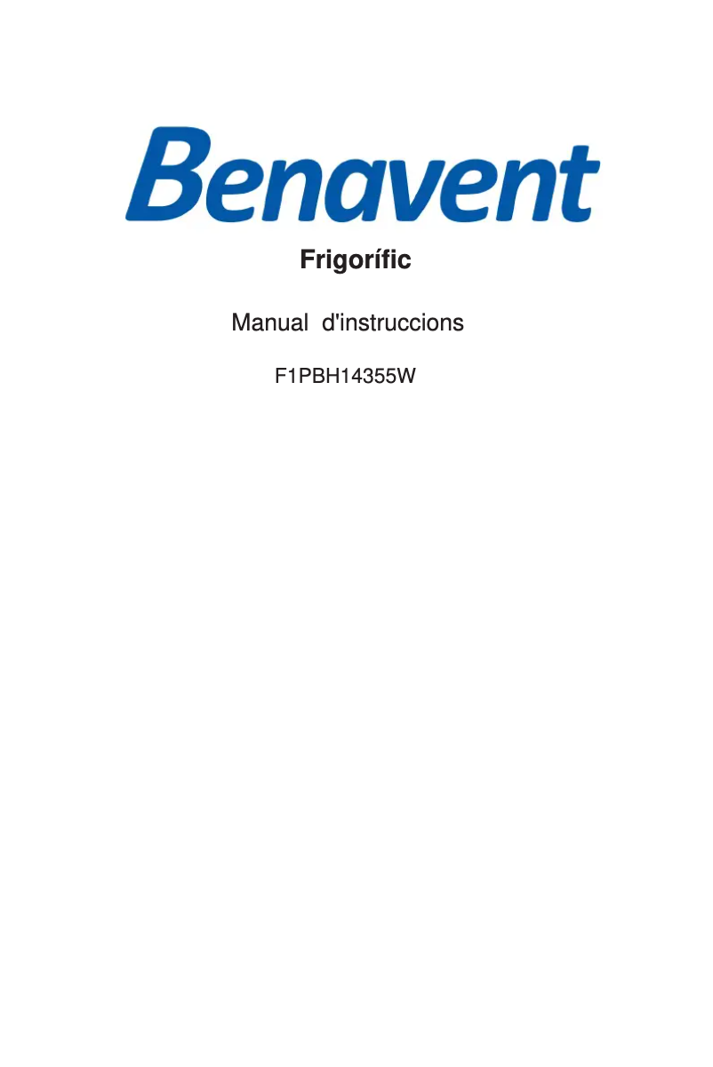Page n°1 - Manuel utilisateur Benavent F1PBH14355W
