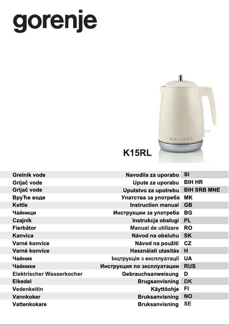 Page 1 de la notice Manuel utilisateur Gorenje K15RL