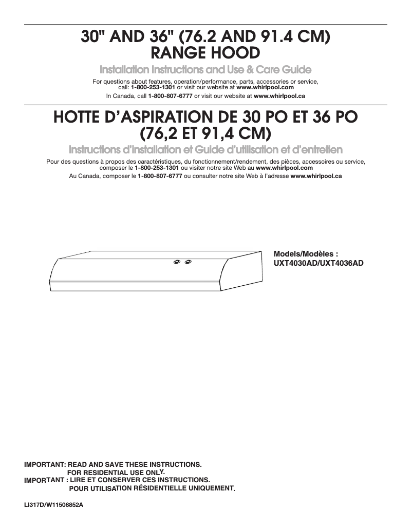 Image de la première page du manuel de l'appareil UXT4036ADW
