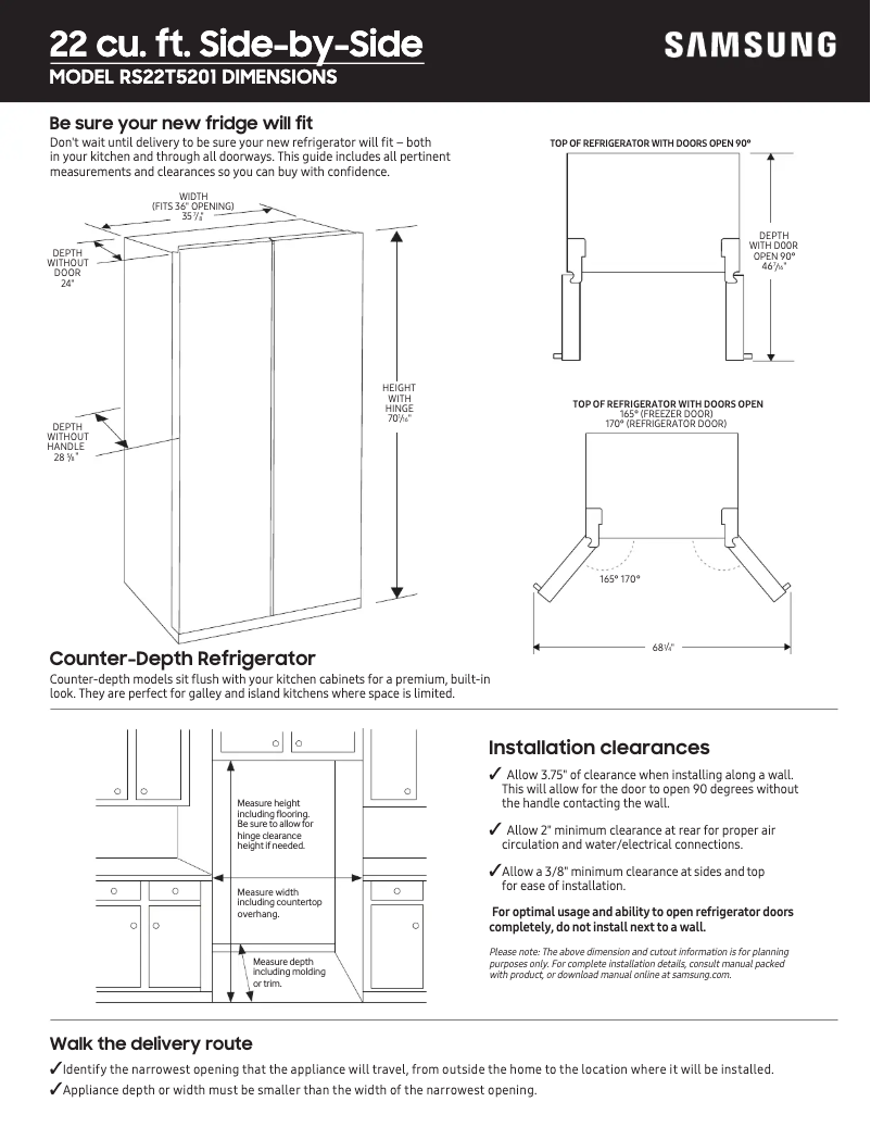 Page n°1 - Instructions / montage Samsung RS22T5201SG