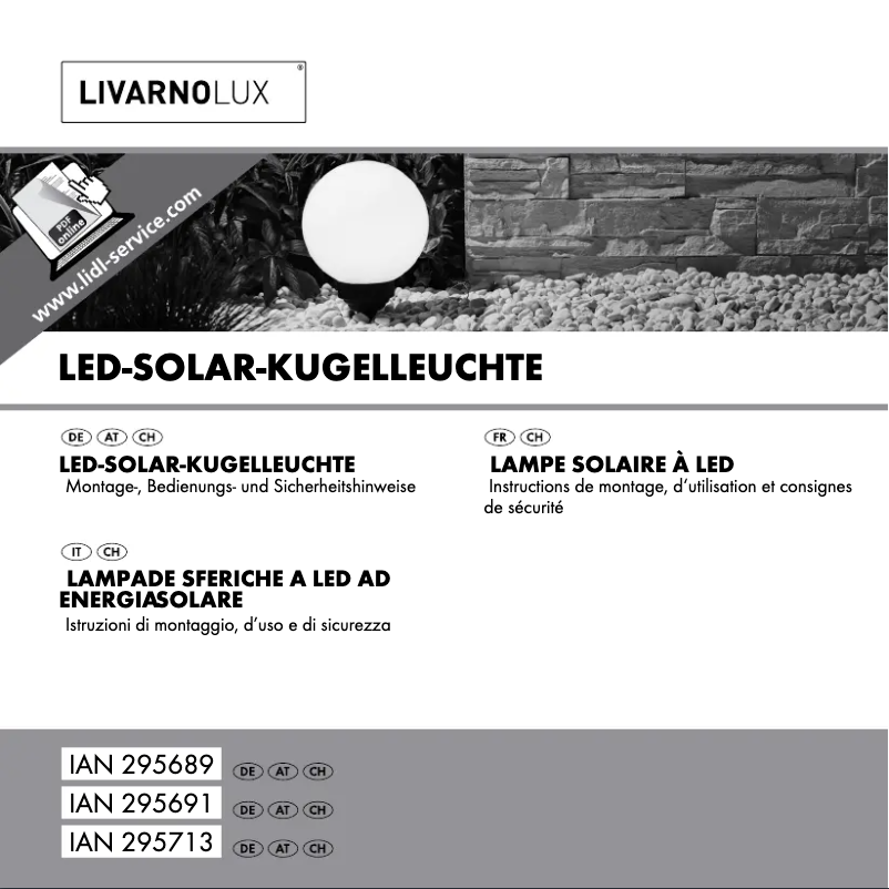 Page 1 de la notice Manuel utilisateur Livarno Lux IAN 295691