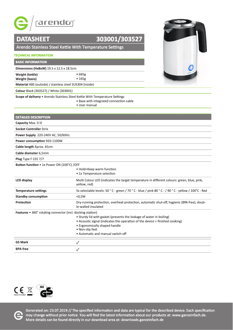 Imagen de la primera página del manual del dispositivo 303001
