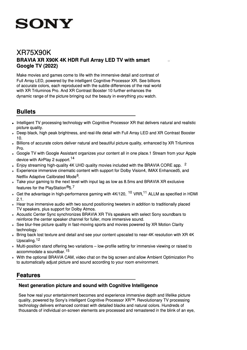 Image de la première page du manuel de l'appareil XR-75X90K
