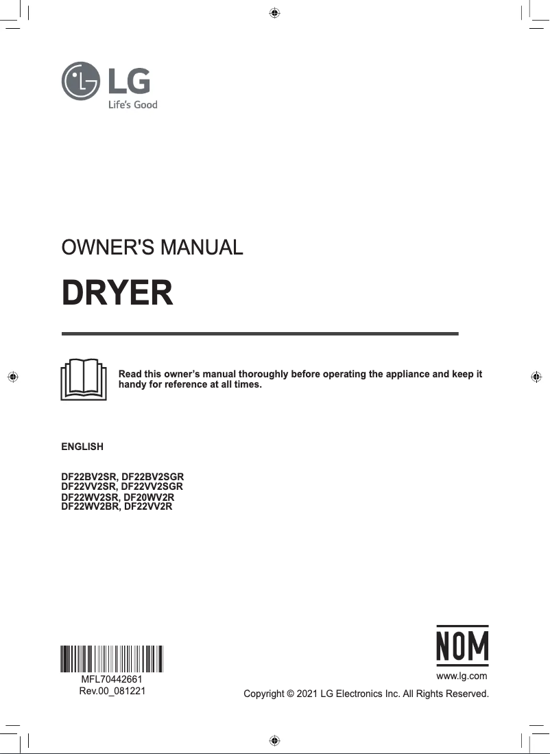 Page 1 de la notice Manuel utilisateur LG DF22VV2SR