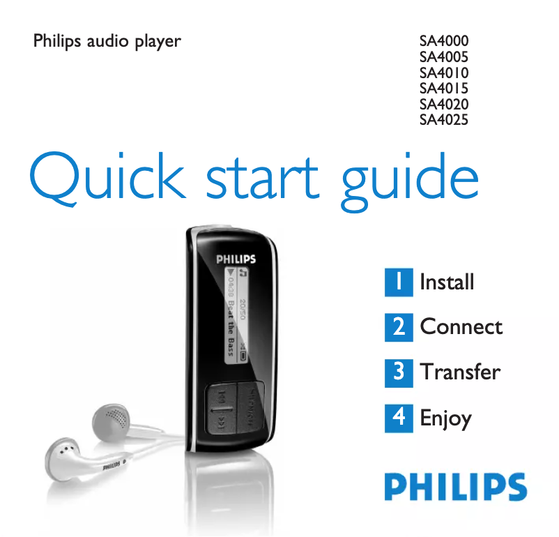 Página 1 del manual Guía de inicio rápido Philips SA4020