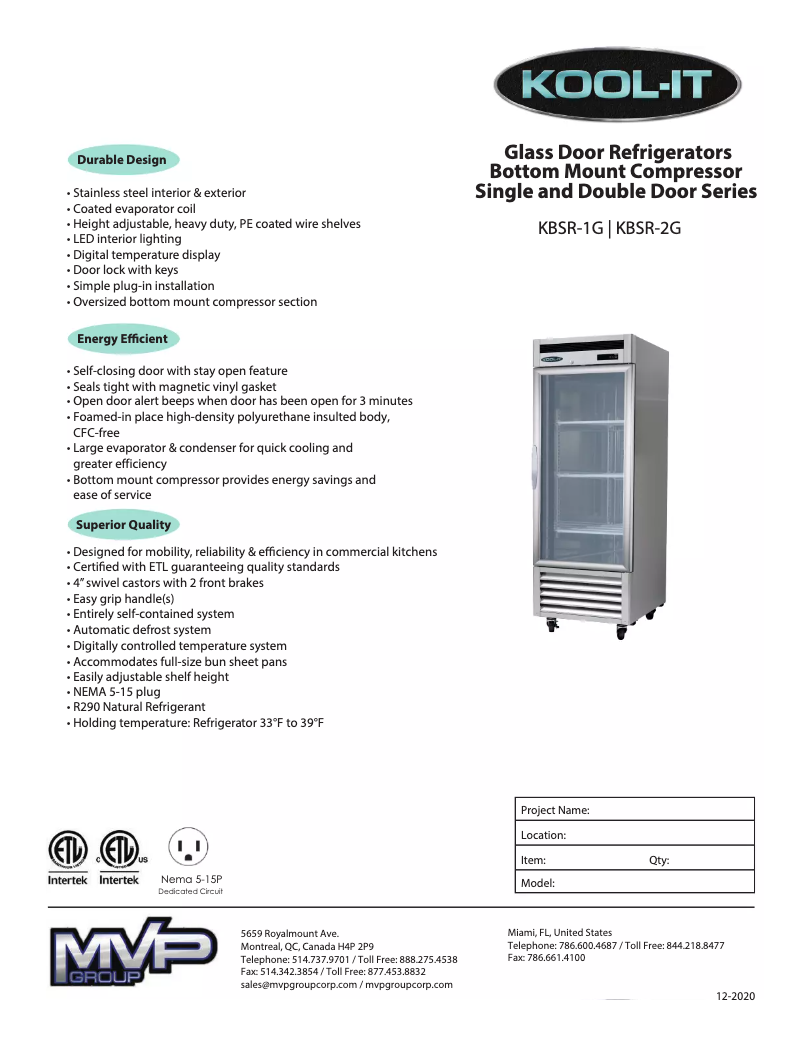 Page 1 de la notice Manuel utilisateur Kool-It KBSR-1