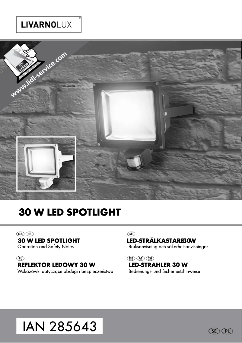 Page 1 de la notice Manuel utilisateur Livarno Lux IAN 274285