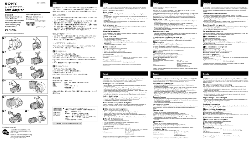 Page 1 de la notice Manuel utilisateur Sony VAD-PHA