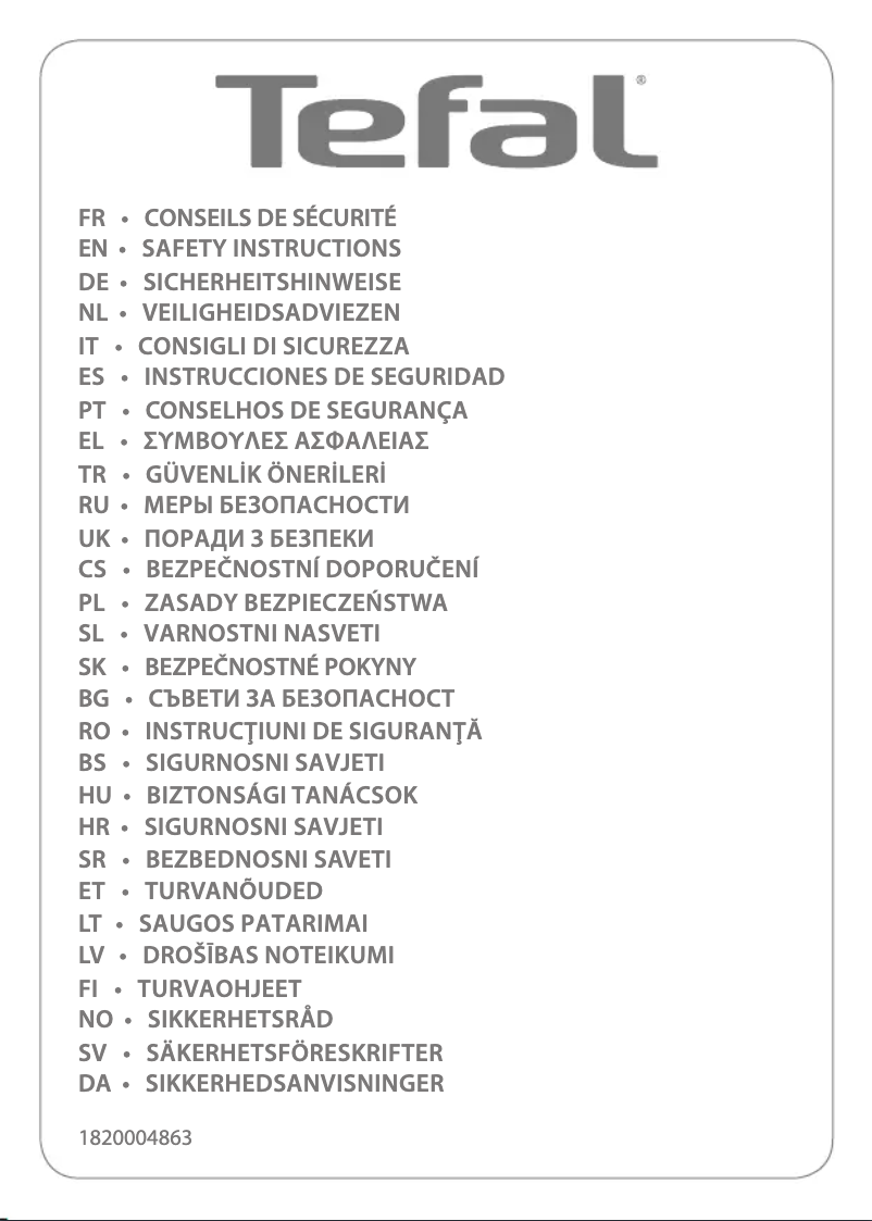 Página 1 del manual Instrucciones de seguridad Tefal Optiss BC5016
