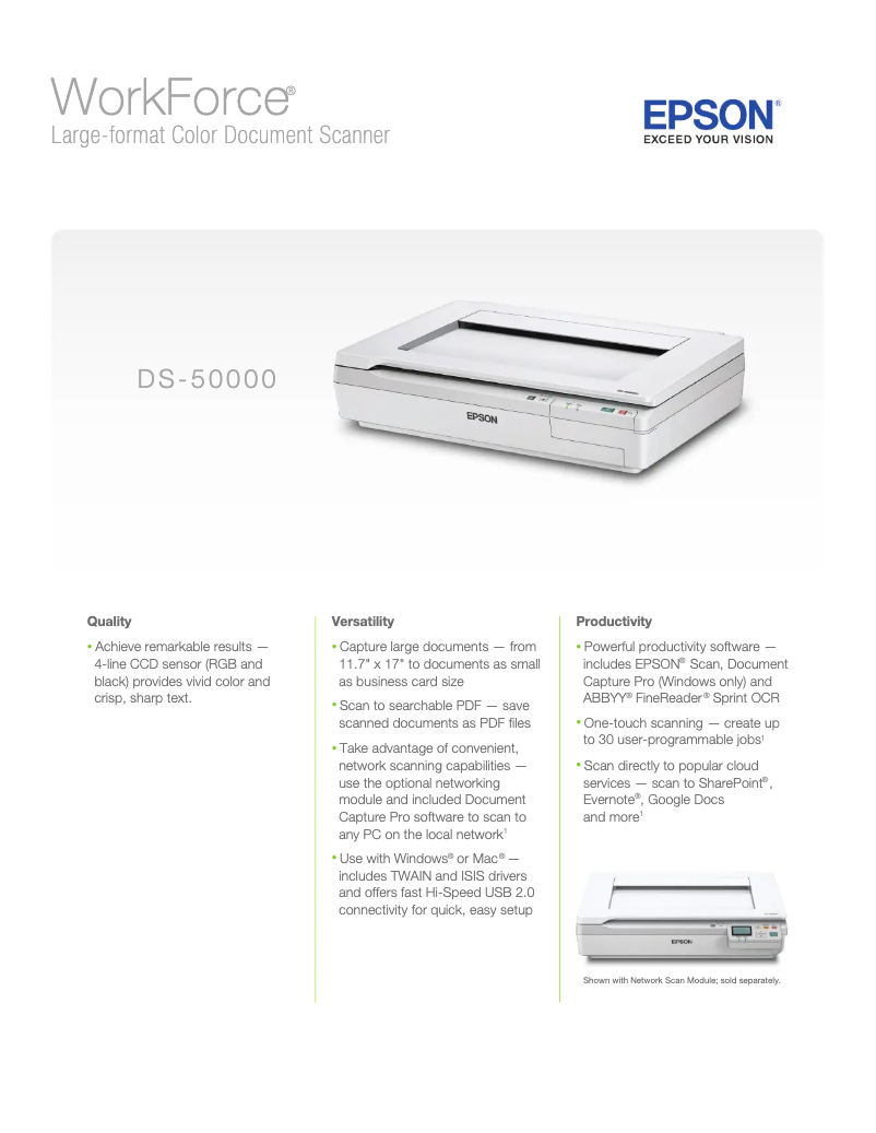 Página 1 del manual Folleto Epson WorkForce DS-50000