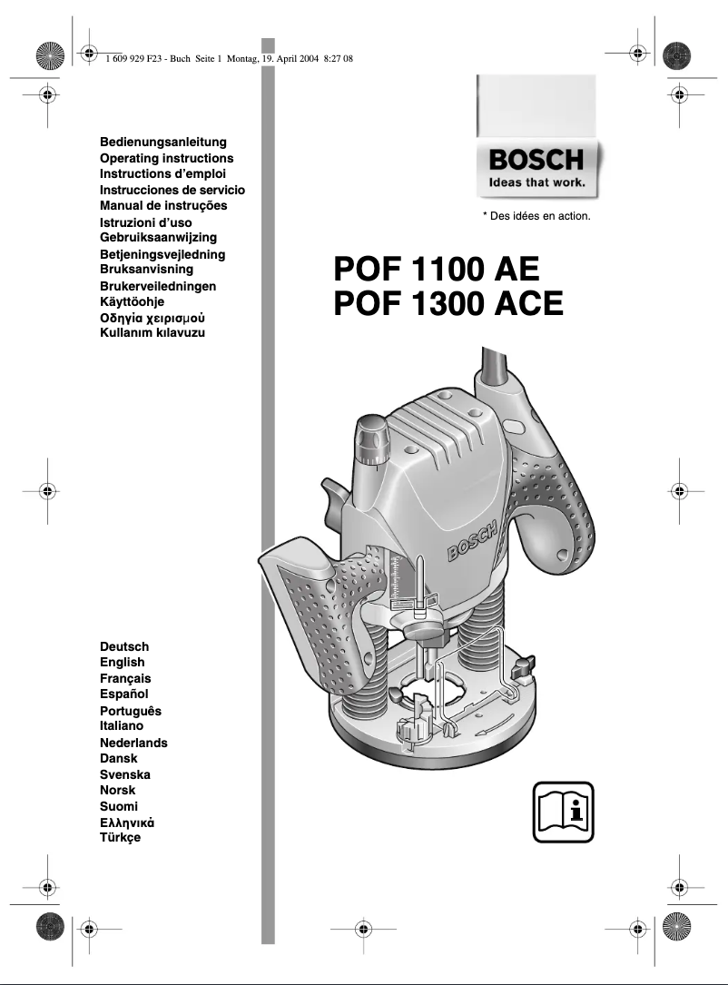 Page 1 de la notice Manuel utilisateur Bosch POF 1300 ACE