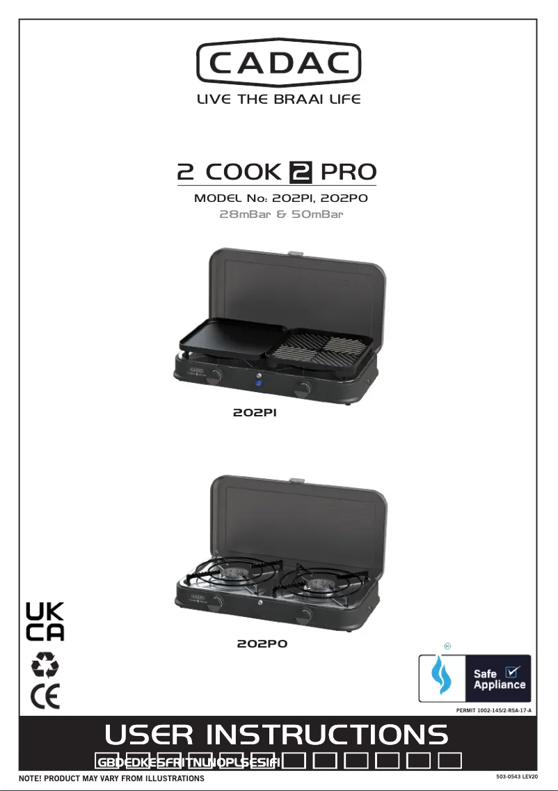 Página 1 del manual Manual de usuario Cadac 2-Cook Pro